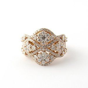 Vintage 14 Karat Rose Gold and Diamond Ring Size 7 #5200